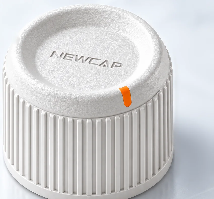 A white NEWCAP closure in soft daylight